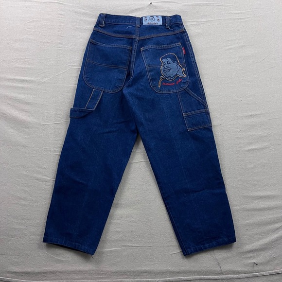 FUBU Platinum Fat Albert Carpenter Jeans Mens 30 Blue Baggy Embroidered Denim - Picture 3 of 8